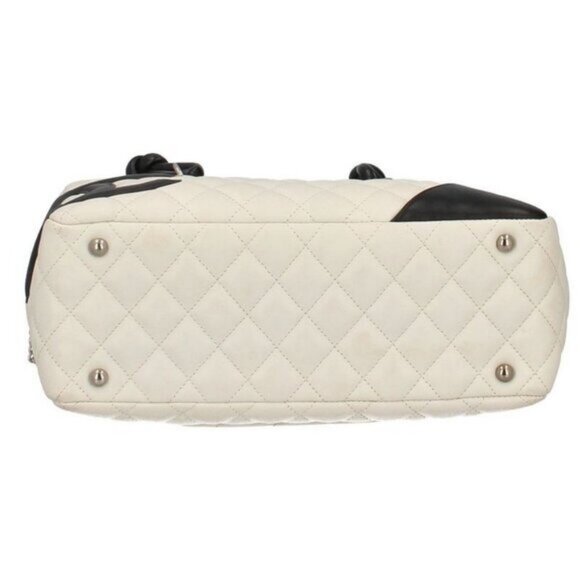Authentic CHANEL Cambon Quilted Ligne Shoulder Bowling Bowler Bag Tote White - Picture 5 of 12